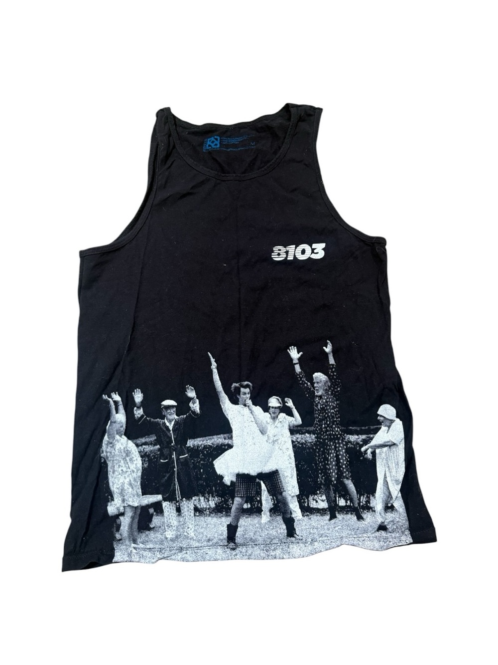 8103 Black Graphic Tank Top with White Photo Print size m